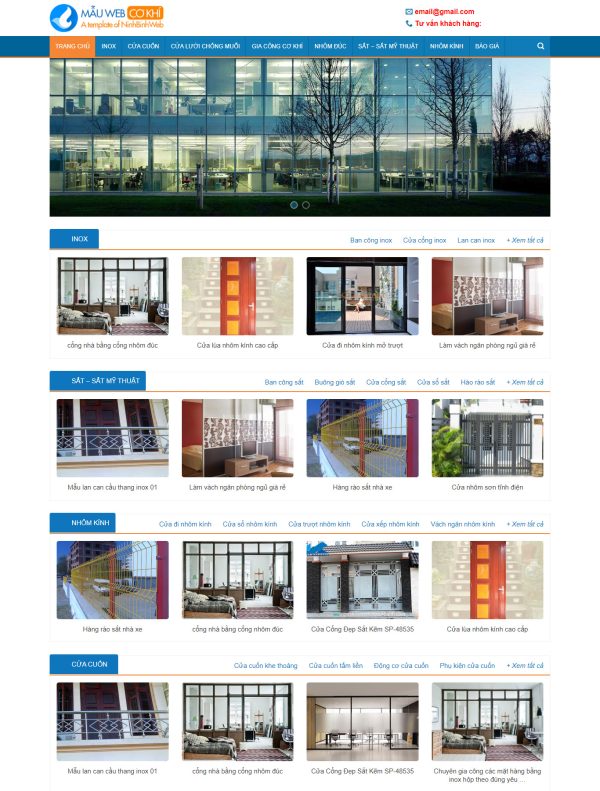 Mẫu Giao diện website Bán hàng - Cơ khí