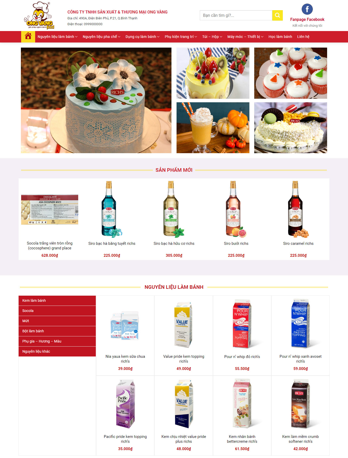Mẫu Giao diện website Bán hàng - Làm bánh - phụ kiện