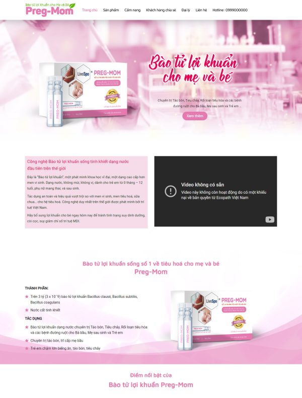 Mẫu Giao diện website Bán hàng - Thực phẩm chức năng 2
