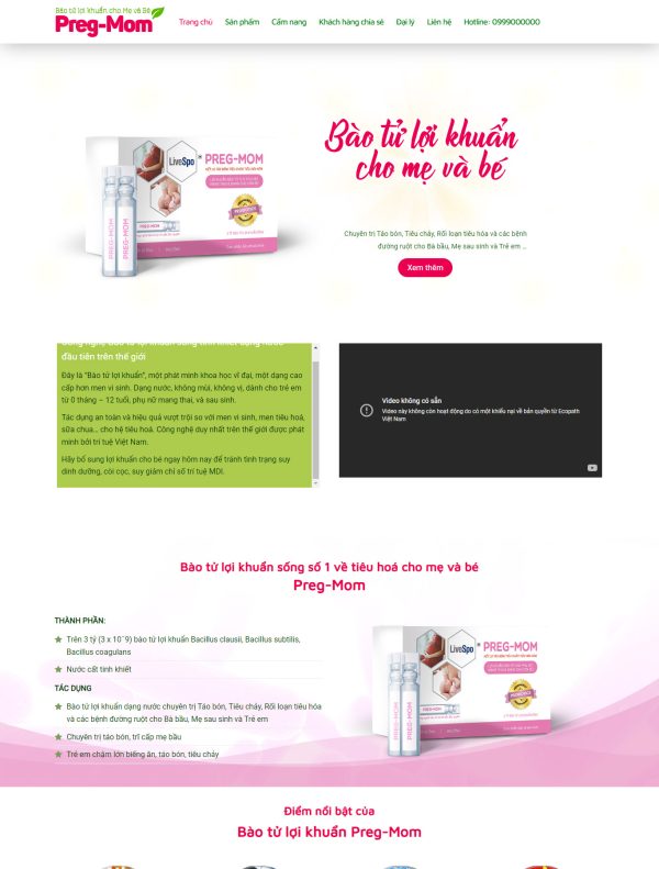 Mẫu Giao diện website Bán hàng - Thực phẩm chức năng