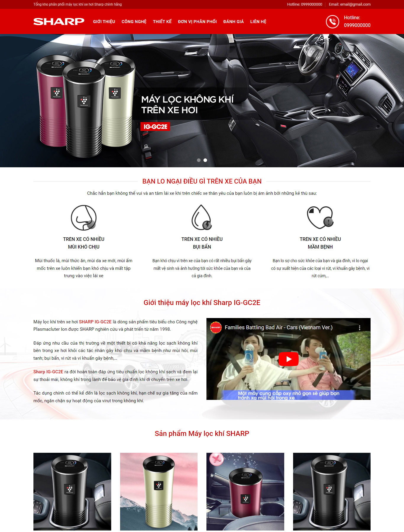 Mẫu Giao diện website Máy lọc khí - Landing page