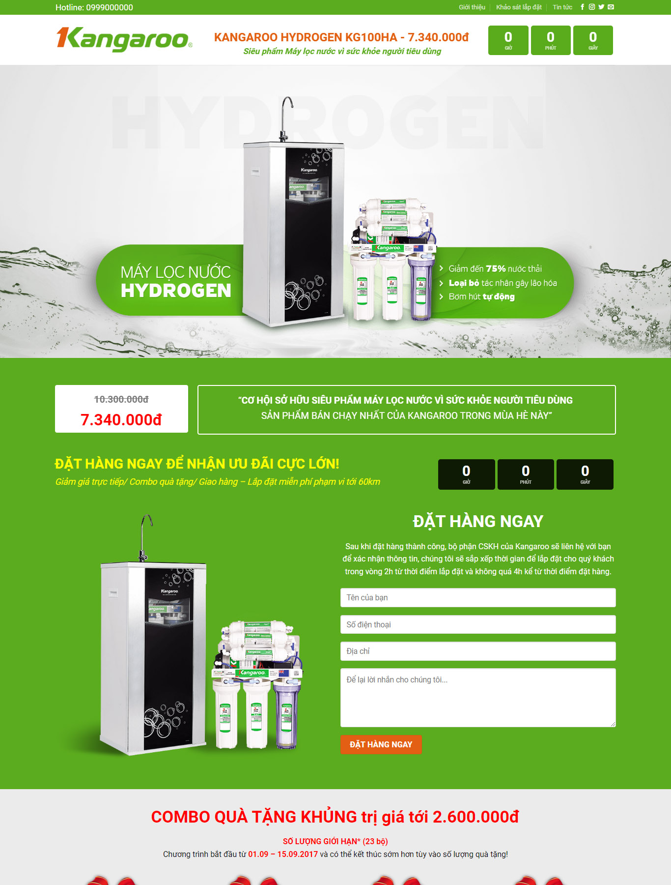 Mẫu Giao diện website Máy lọc nước