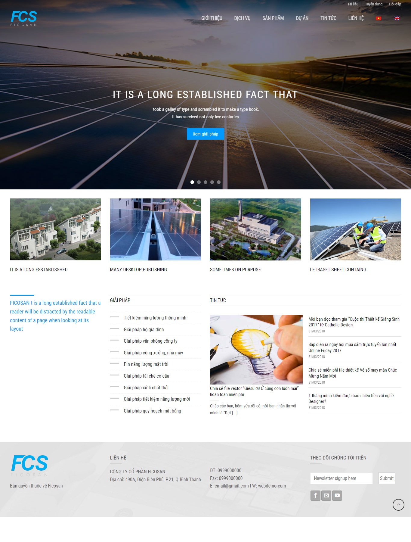Mẫu Giao diện website Năng lượng mặt trời