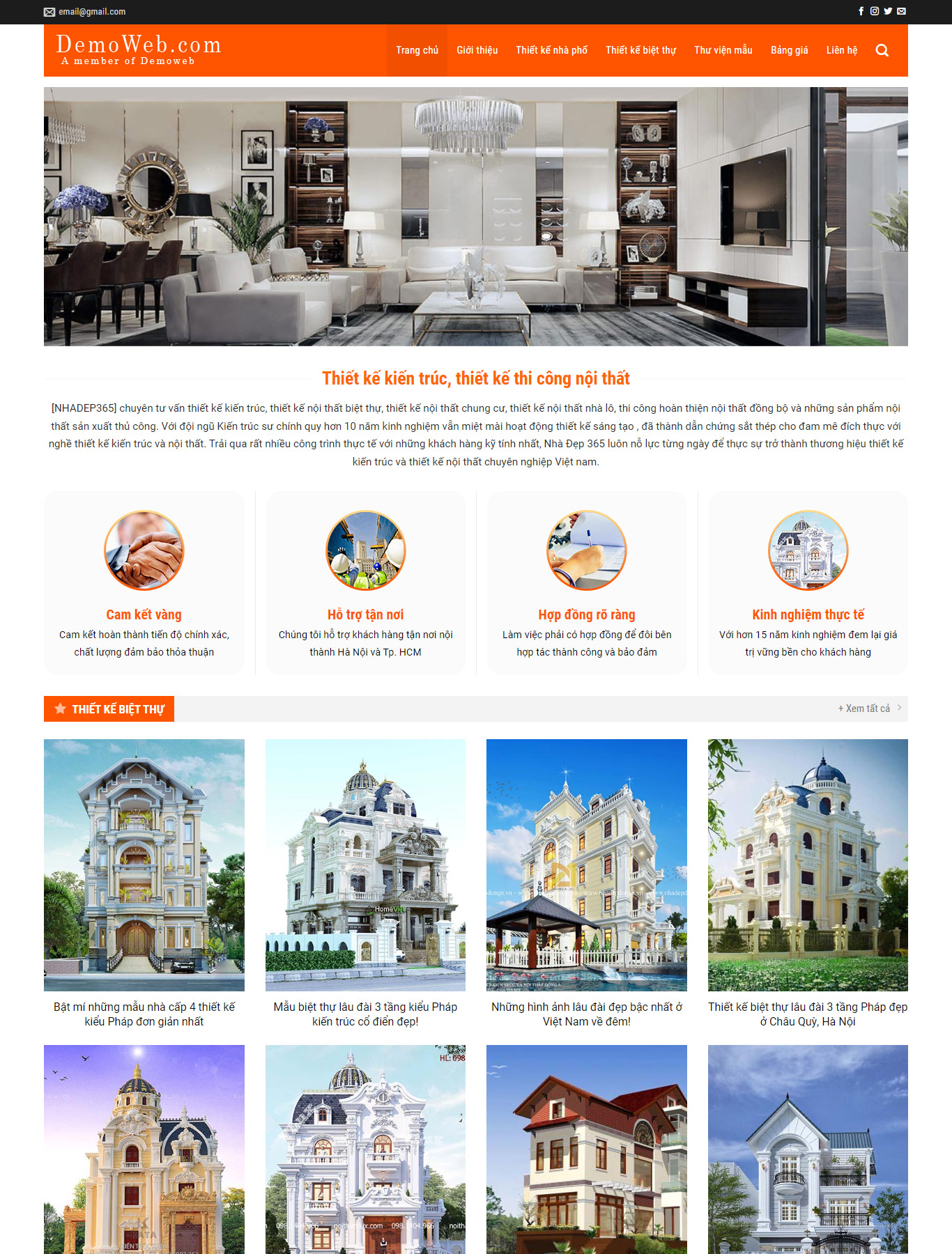 Mẫu Giao diện website Thiết kế Nội thất Kiến trúc