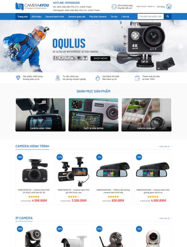 Giao diện mẫu web Bán hàng - Camera