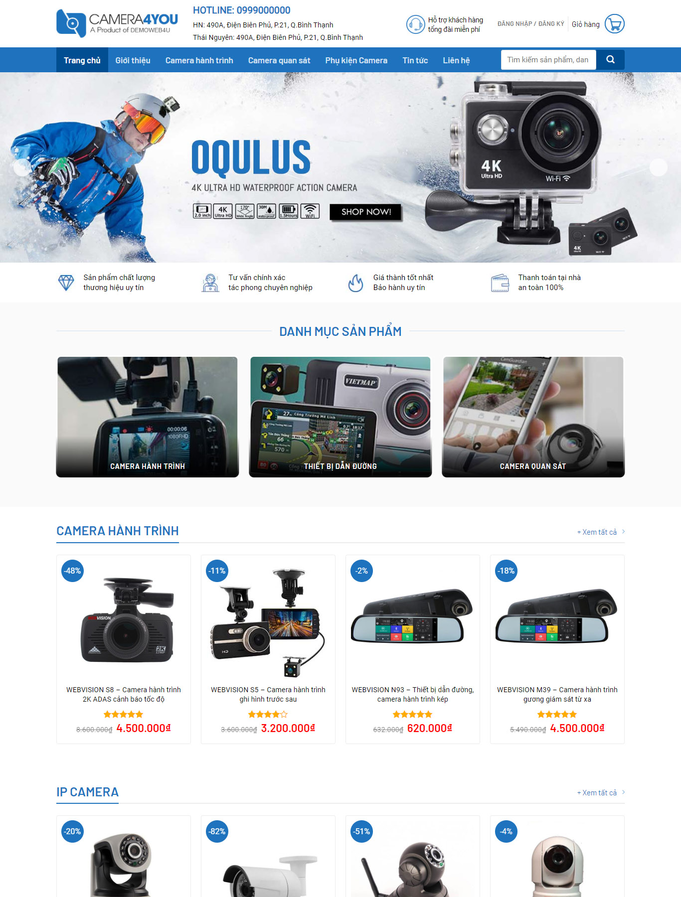 Giao diện mẫu web Bán hàng - Camera
