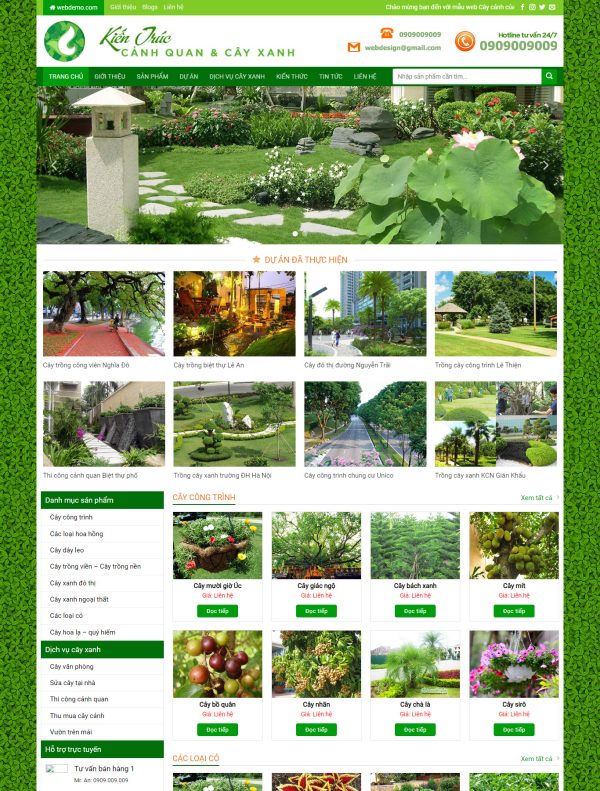 Giao diện mẫu web Bán hàng - Cây xanh