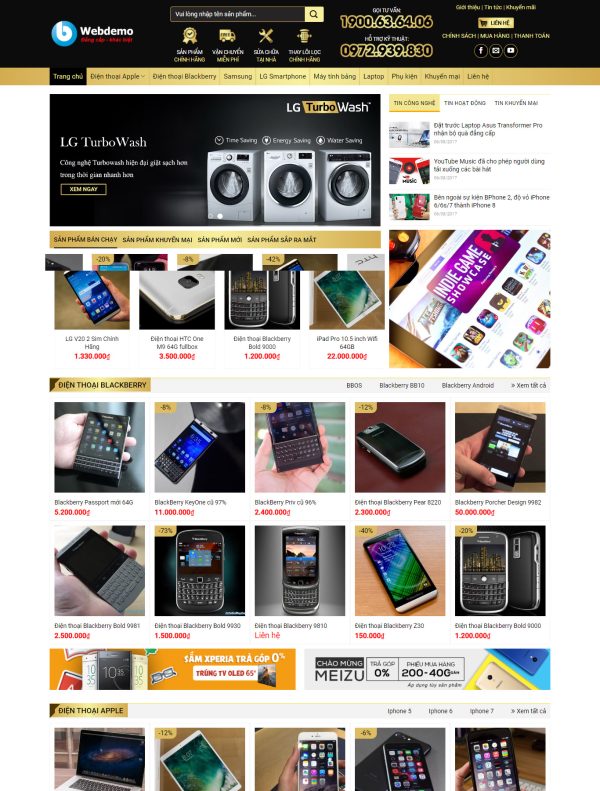 Giao diện mẫu web Bán hàng - Điện máy 1