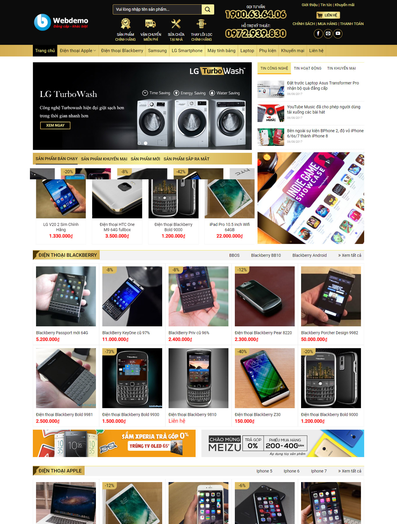 Giao diện mẫu web Bán hàng - Điện máy 1