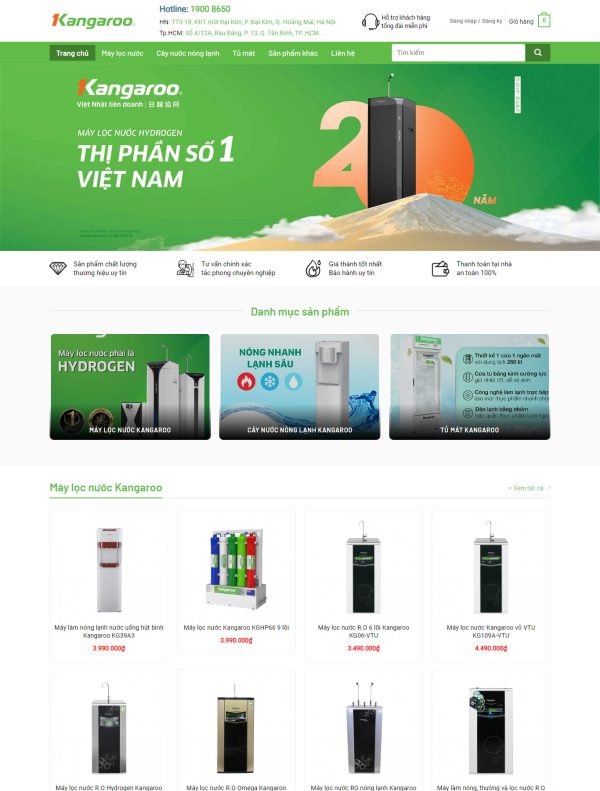 Giao diện mẫu web Bán hàng - Máy lọc nước 2
