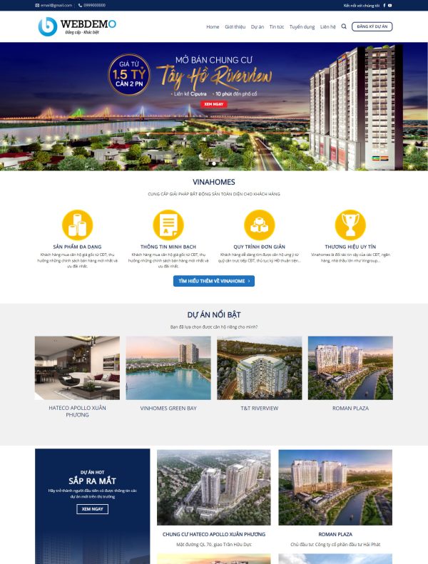 Giao diện mẫu web Bất động sản 1
