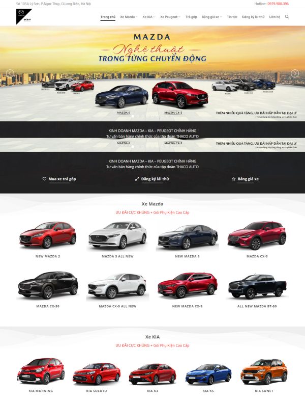 Giao diện mẫu web showroom Ô tô