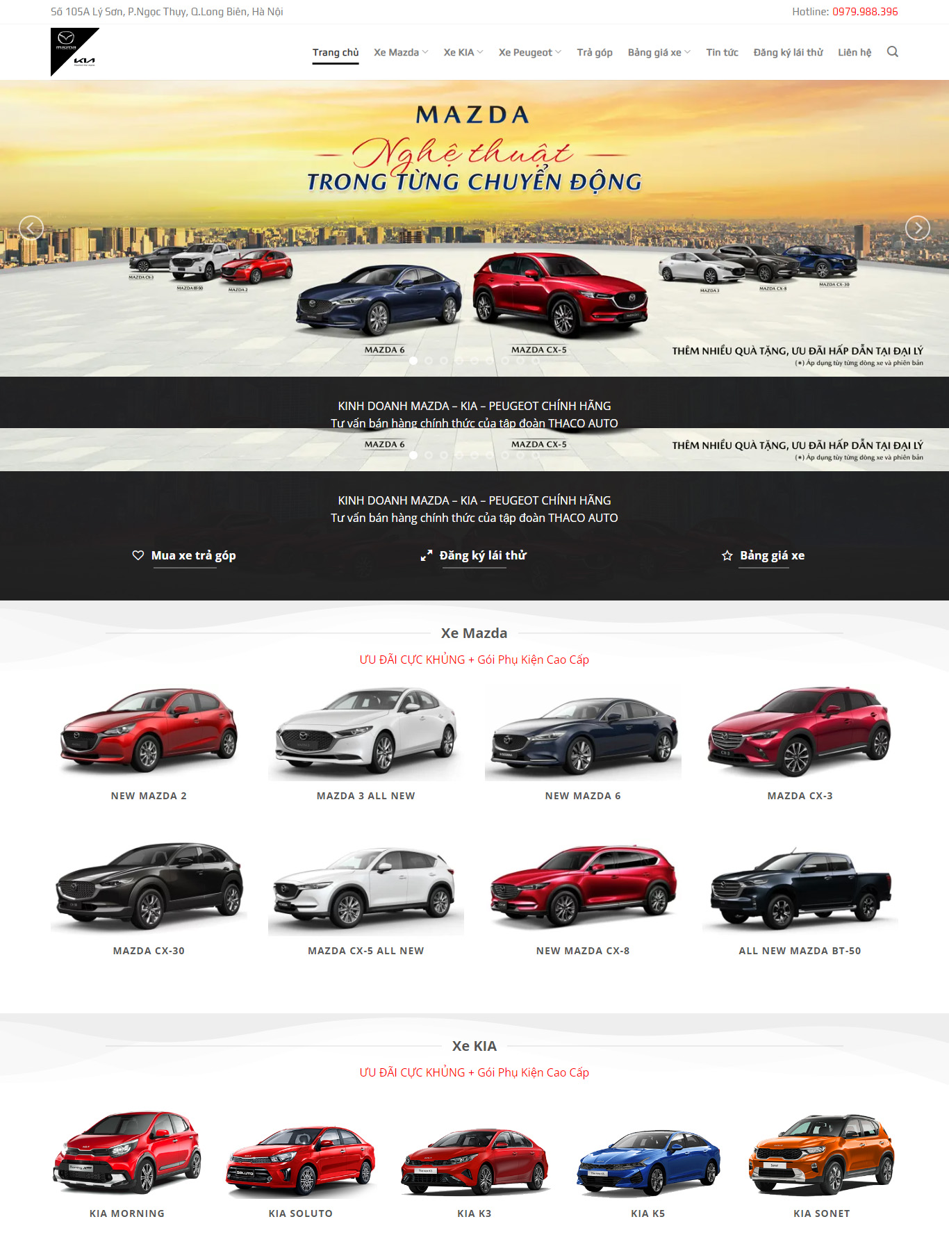 Giao diện mẫu web showroom Ô tô