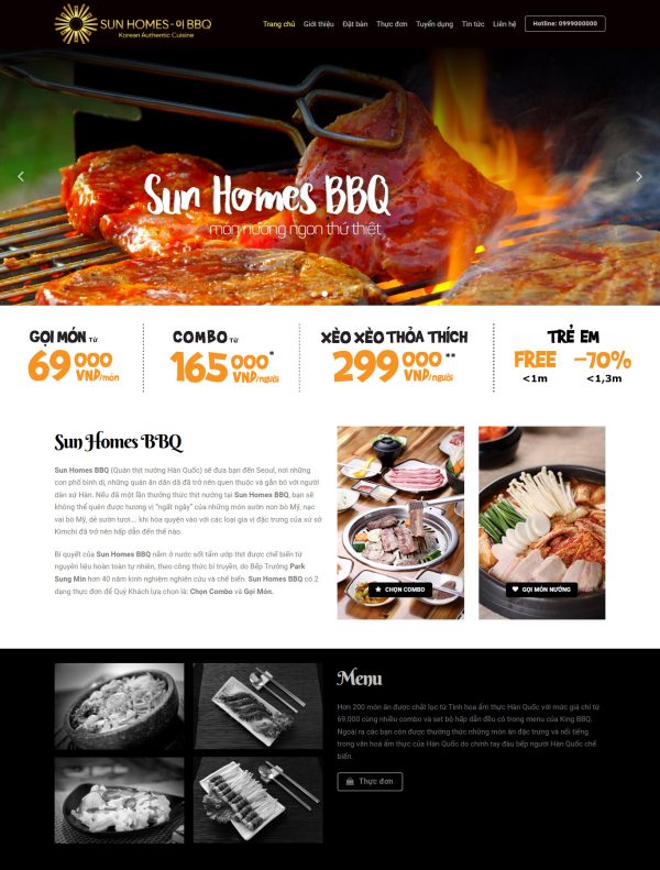 Giao diện mẫu web Nhà hàng - BBQ
