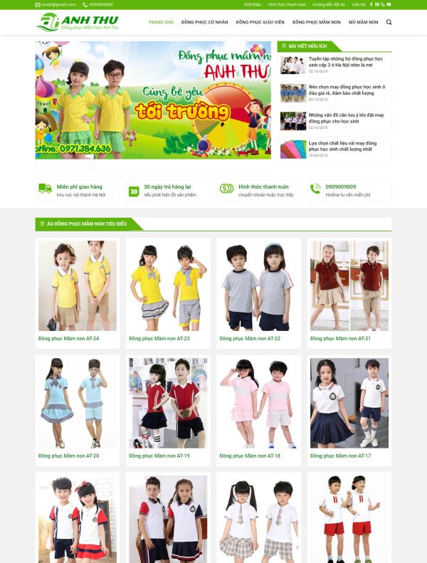 Mẫu Giao diện website Bán hàng - Đồng phục