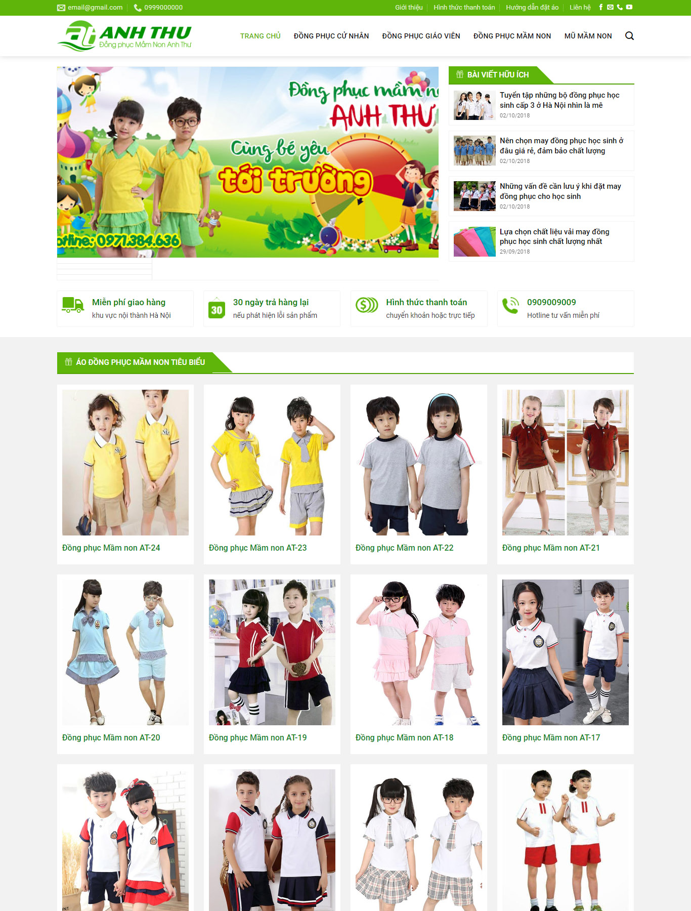 Mẫu Giao diện website Bán hàng - Đồng phục