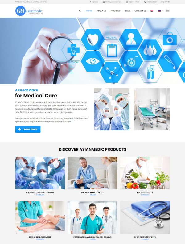 Mẫu Giao diện website Bán hàng - Giới thiệu - Thiết bị y tế - Giao diện Flatsome