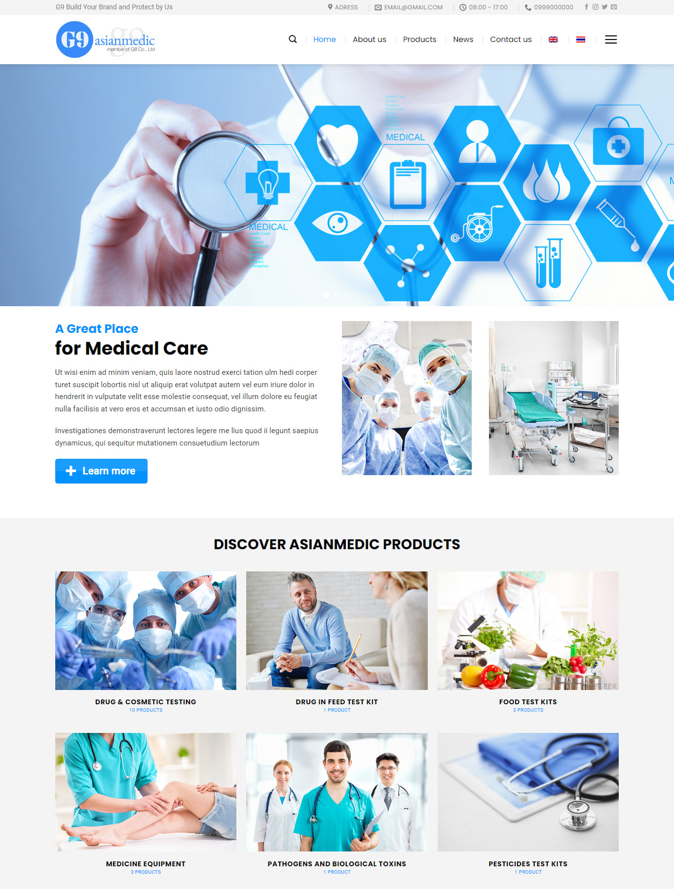 Mẫu Giao diện website Bán hàng - Giới thiệu - Thiết bị y tế - Giao diện Flatsome