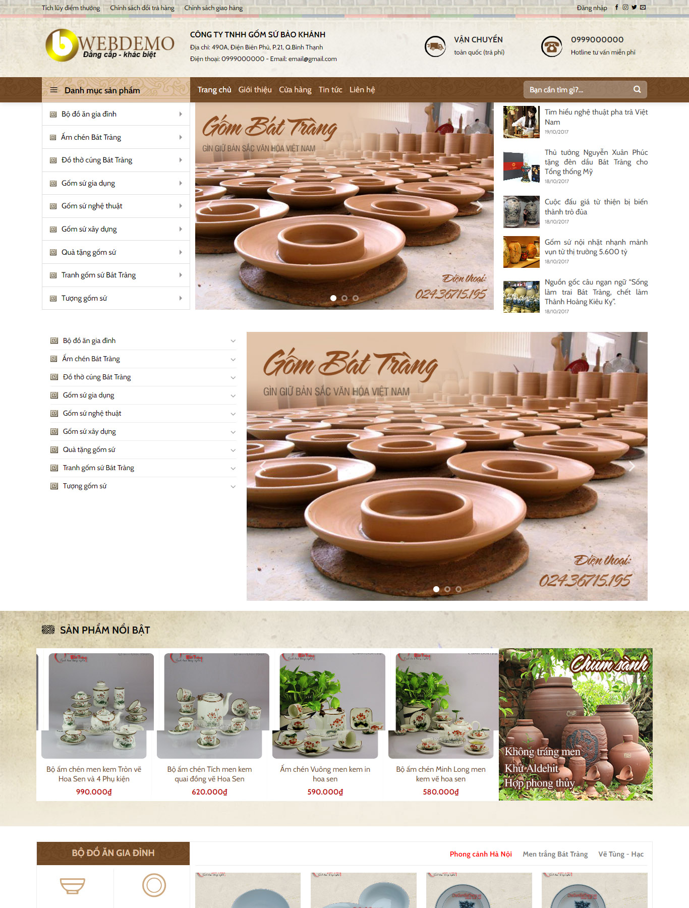 Mẫu Giao diện website Bán hàng - Gốm sứ - Theme Flatsome