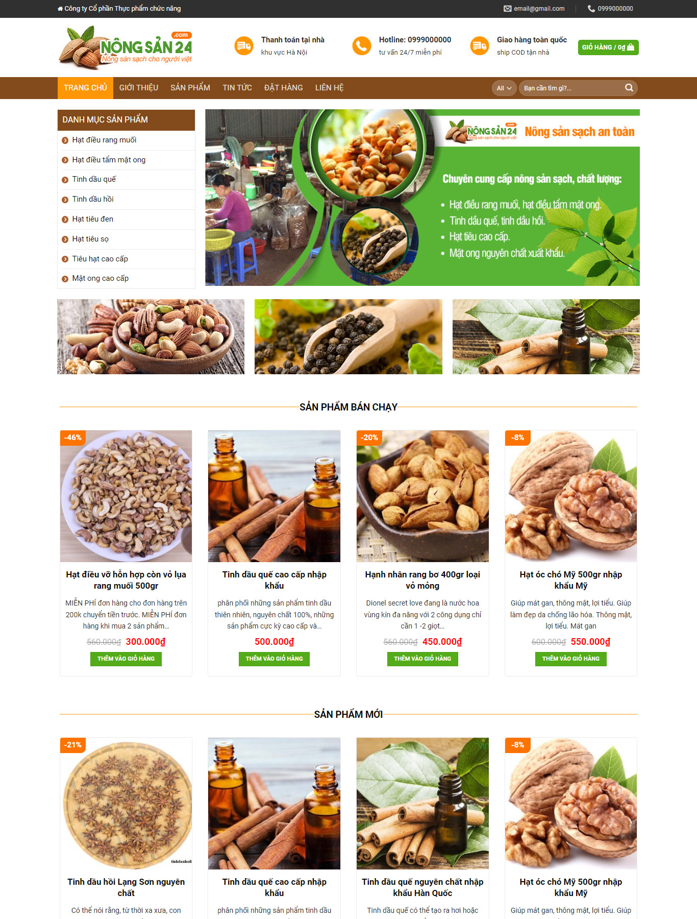 Mẫu Giao diện website Bán hàng - Hạt điều - Giao diện Flatsome