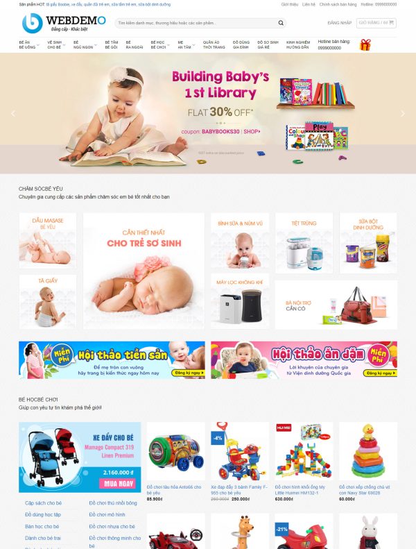 Mẫu Giao diện website Bán hàng - Mẹ và bé - Giao diện Flatsome