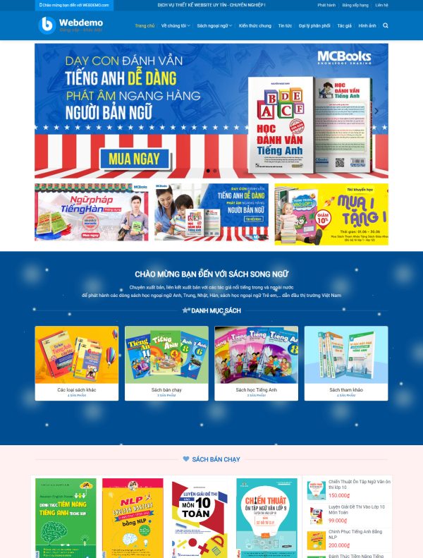 Mẫu Giao diện website Bán hàng - Sách - Văn phòng phẩm
