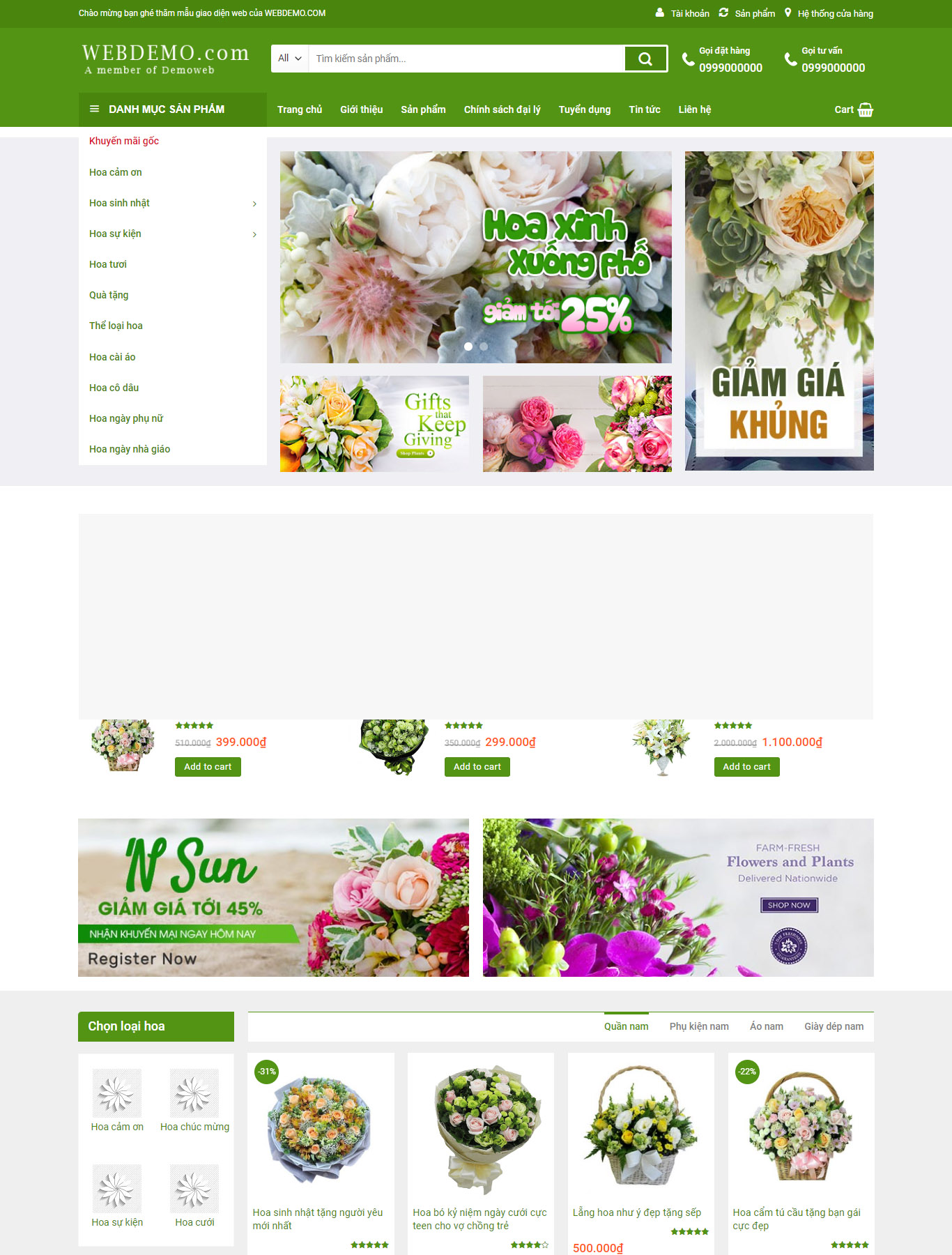 Mẫu Giao diện website Bán hàng - Shop hoa - Giao diện Flatsome