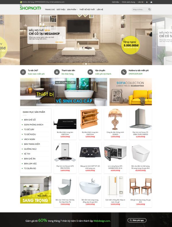 Mẫu Giao diện website Bán hàng - Shop nội thất - Giao diện Flatsome