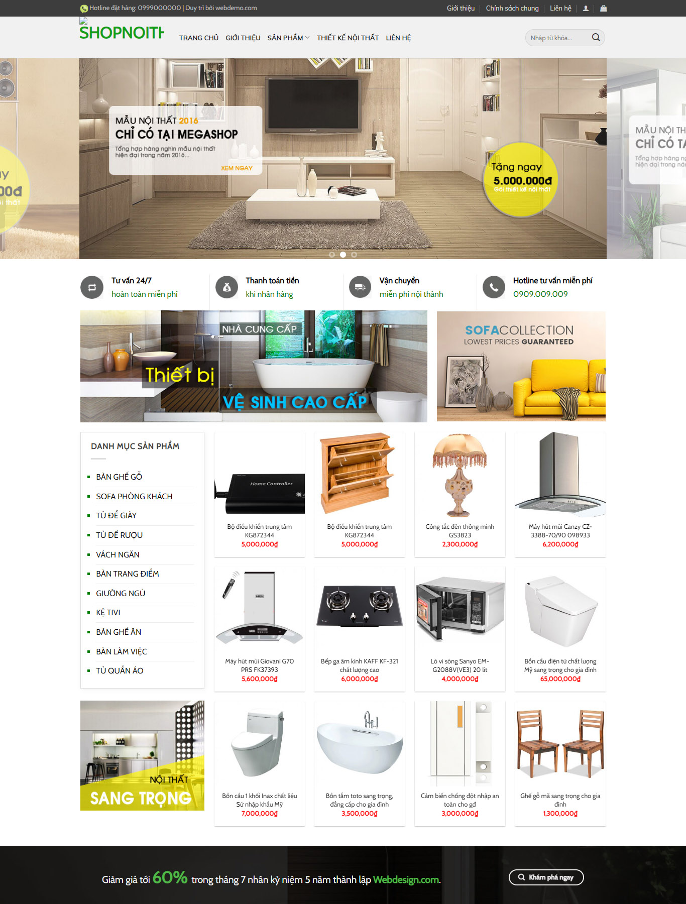 Mẫu Giao diện website Bán hàng - Shop nội thất - Giao diện Flatsome