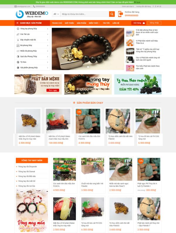 Mẫu Giao diện website Bán hàng - Shop phong thủy - Giao diện Flatsome
