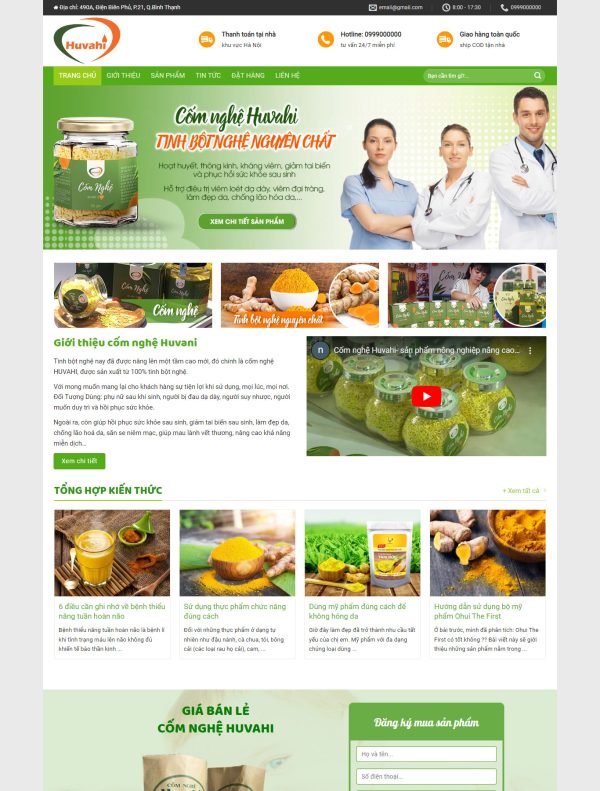 Mẫu Giao diện website Bán hàng - Tinh bột nghệ - Giao diện Flatsome