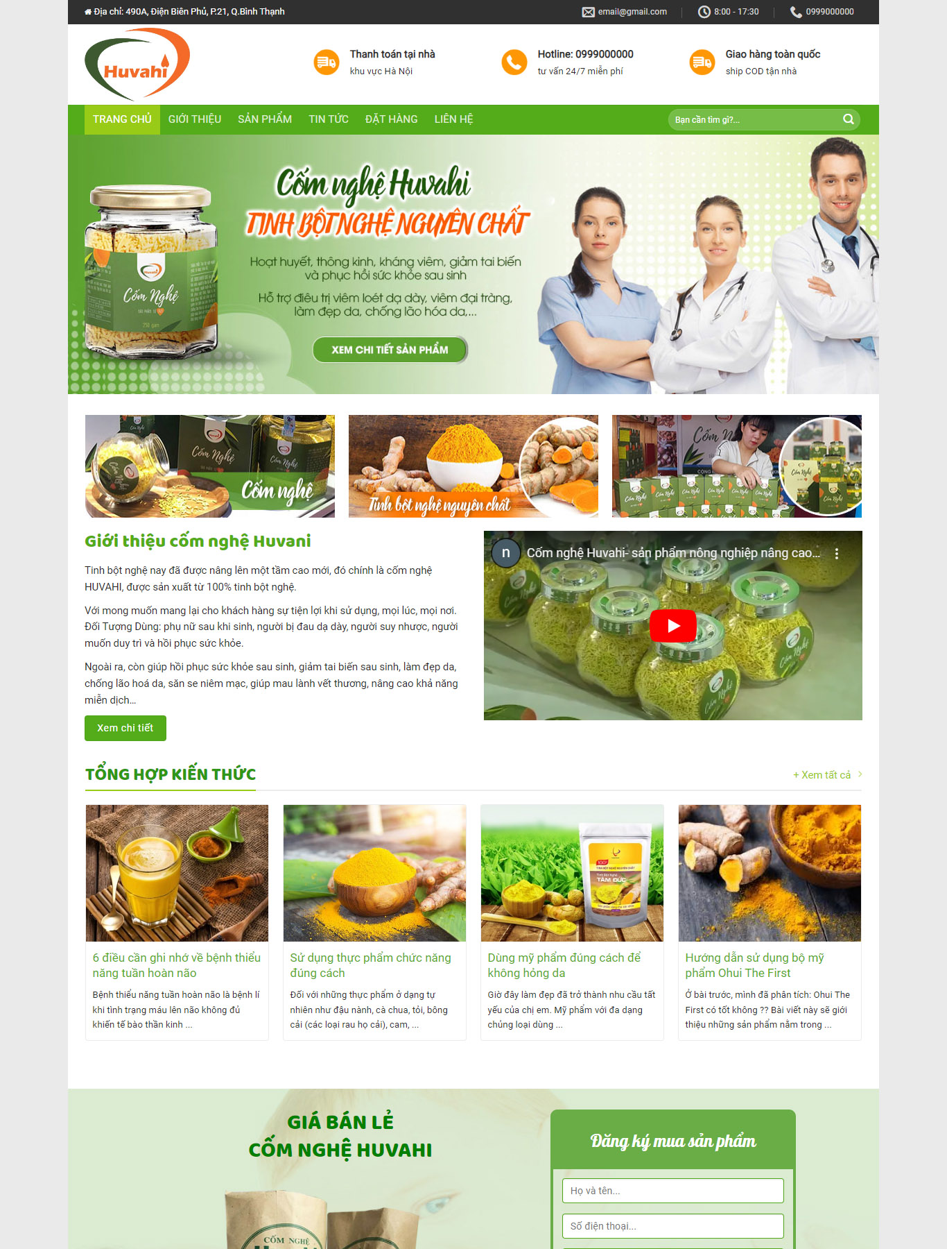 Mẫu Giao diện website Bán hàng - Tinh bột nghệ - Giao diện Flatsome