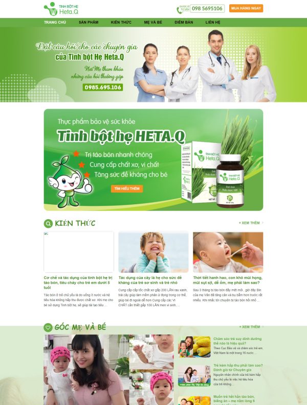 Mẫu Giao diện website Bán hàng - Tinh bột - Thực phẩm chức năng - Giao diện Flatsome