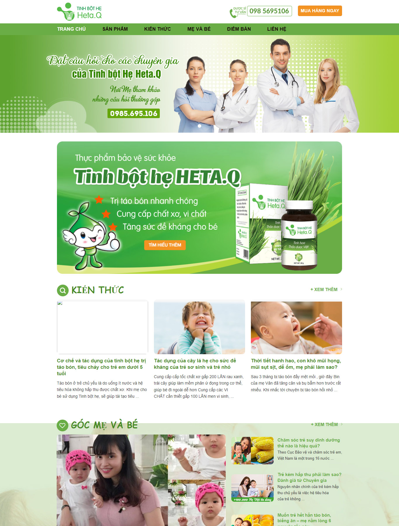 Mẫu Giao diện website Bán hàng - Tinh bột - Thực phẩm chức năng - Giao diện Flatsome