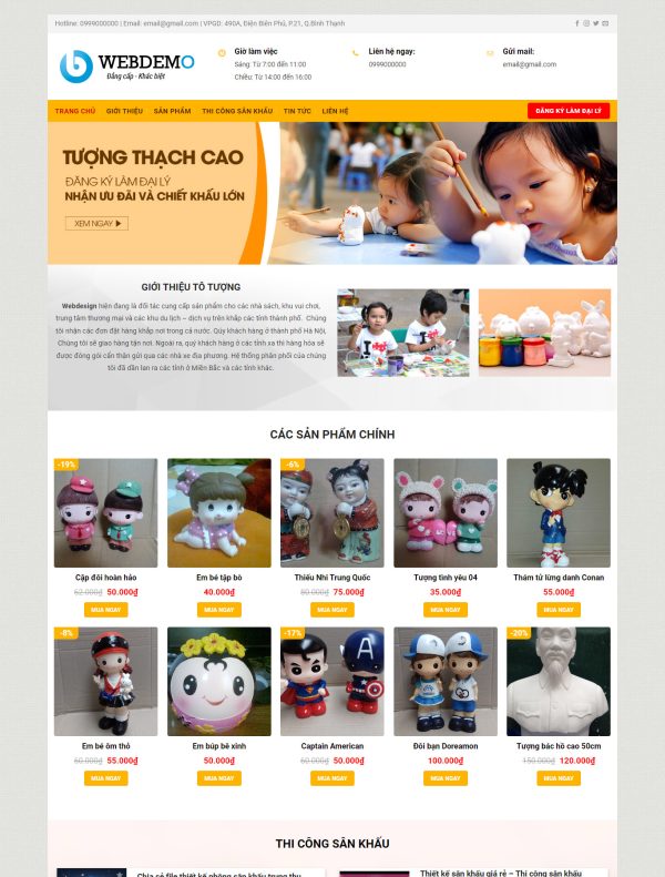 Mẫu Giao diện website Bán hàng - Tượng thạch cao