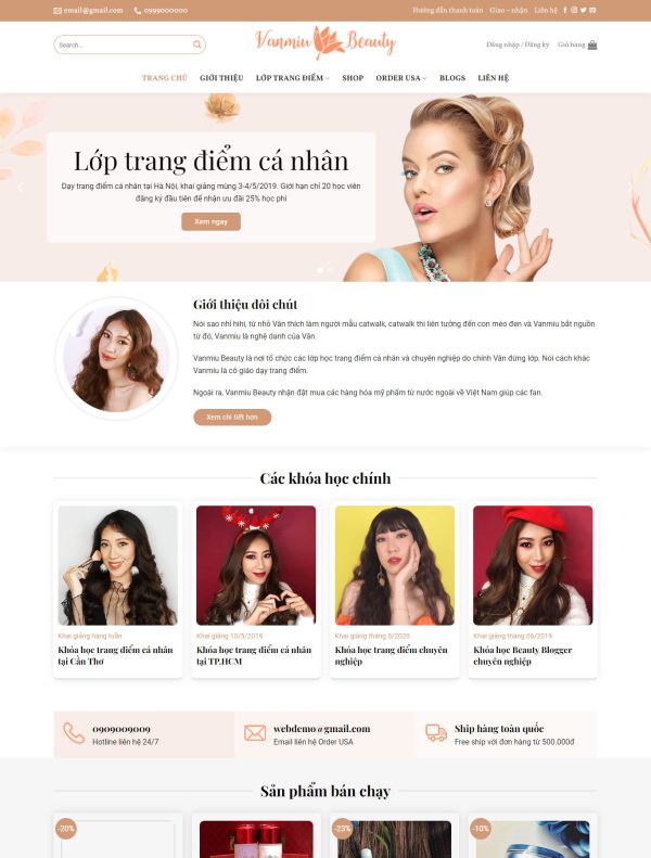 Mẫu Giao diện website Làm đẹp - Dạy trang điểm