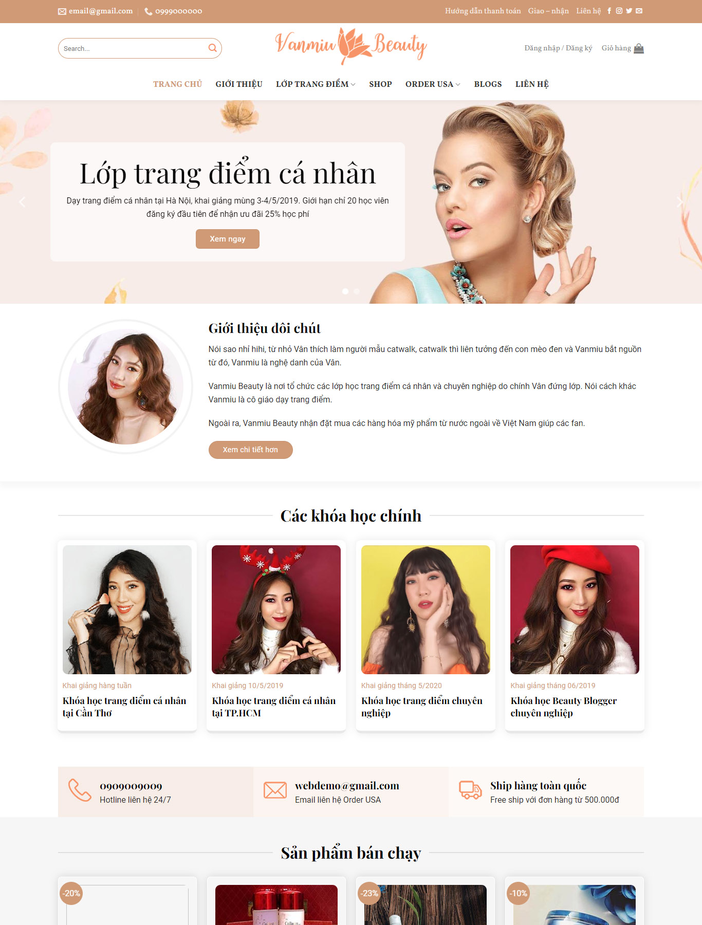 Mẫu Giao diện website Làm đẹp - Dạy trang điểm