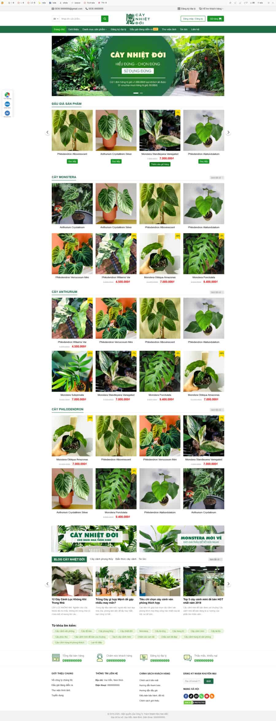 Theme wordpress bán cây xanh nhiệt đới, cây xanh 2