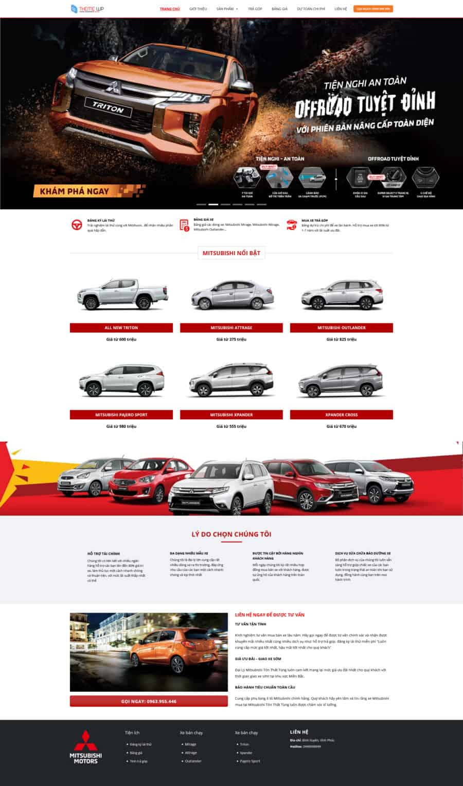 Theme wordpress bán xe mitsubishi