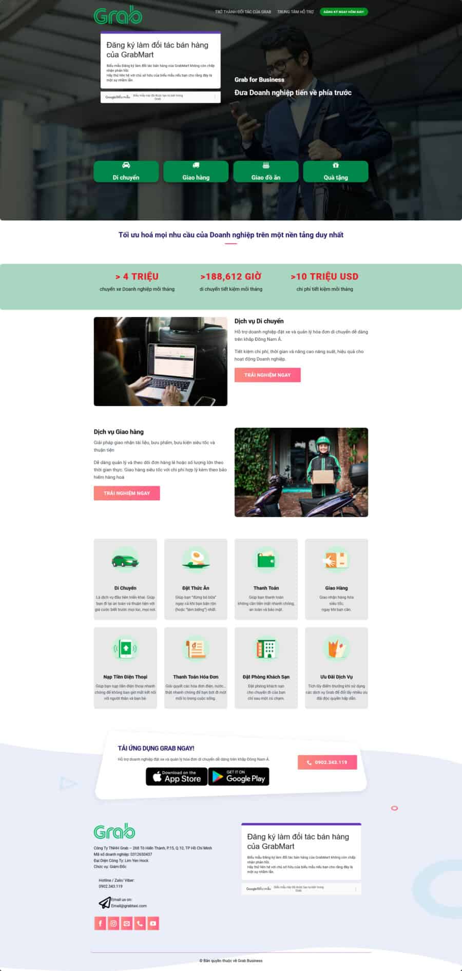 Theme wordpress dịch vụ grab
