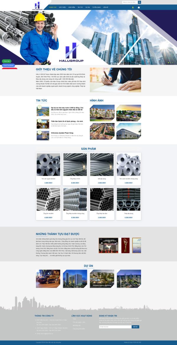 Theme wordpress giới thiệu công ty thép, vlxd