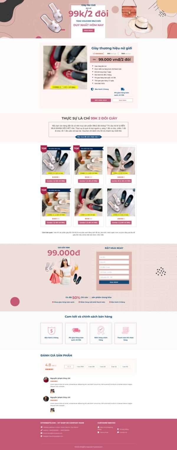 Theme wordpress landing pape bán dép