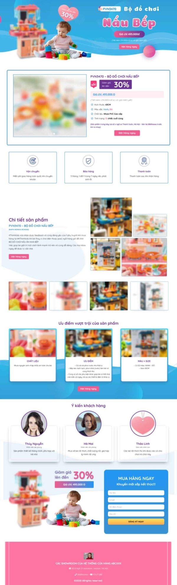 Theme wordpress landing pape đồ chơi trẻ em