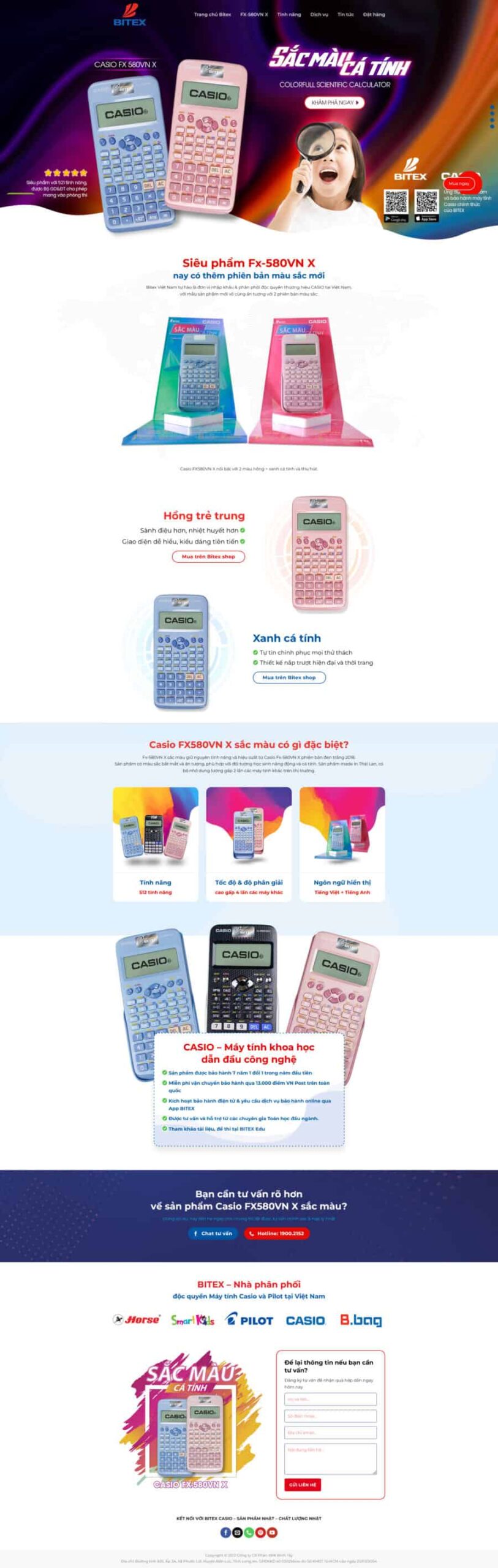 Theme wordpress landing pape giới thiệu máy tính casio
