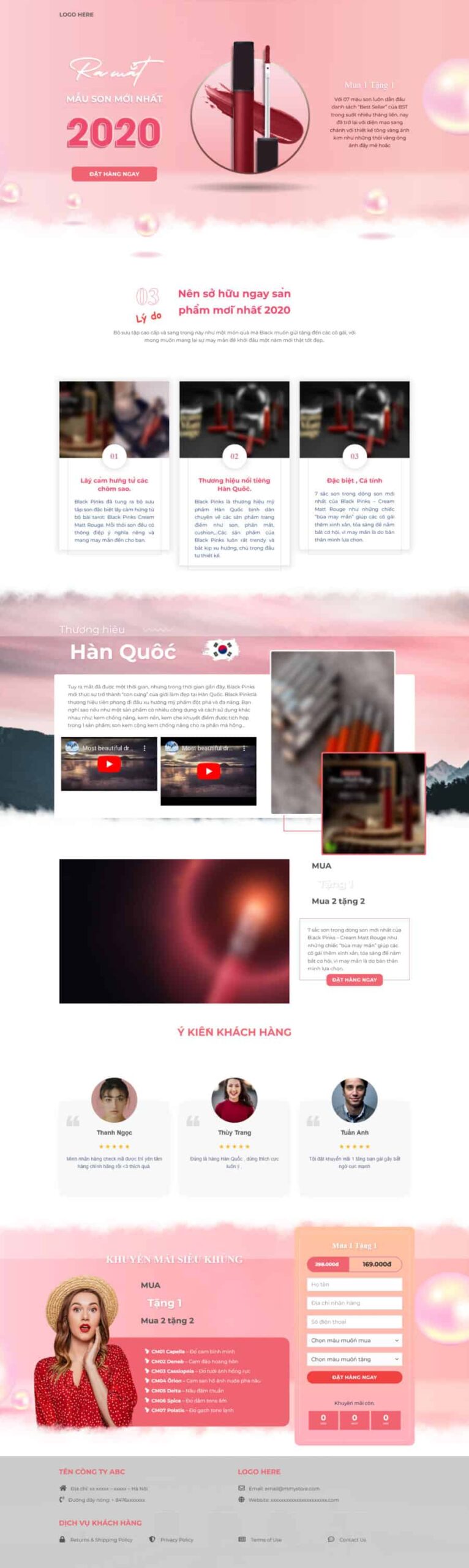 Theme wordpress landing pape giới thiệu son môi