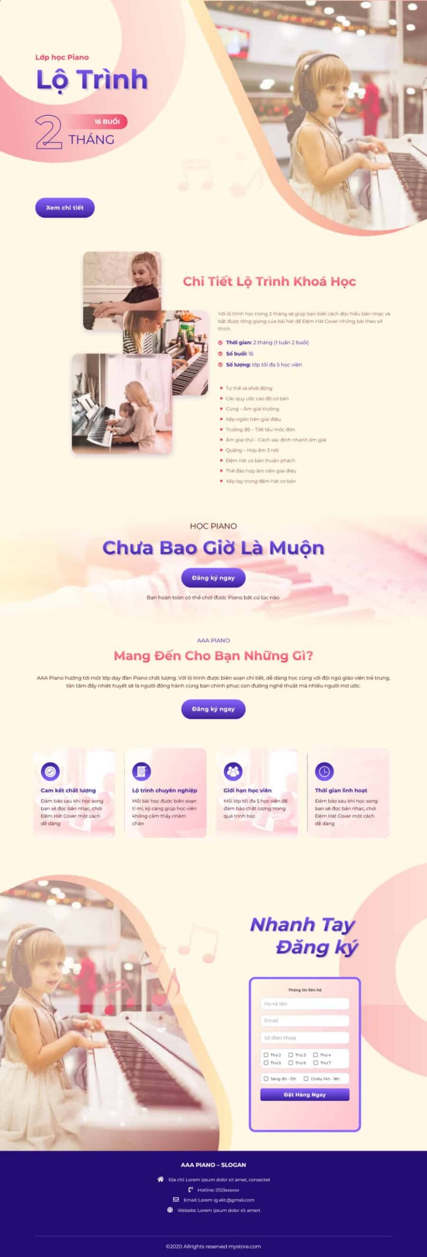 Theme wordpress landing pape khóa dạy đàn piano