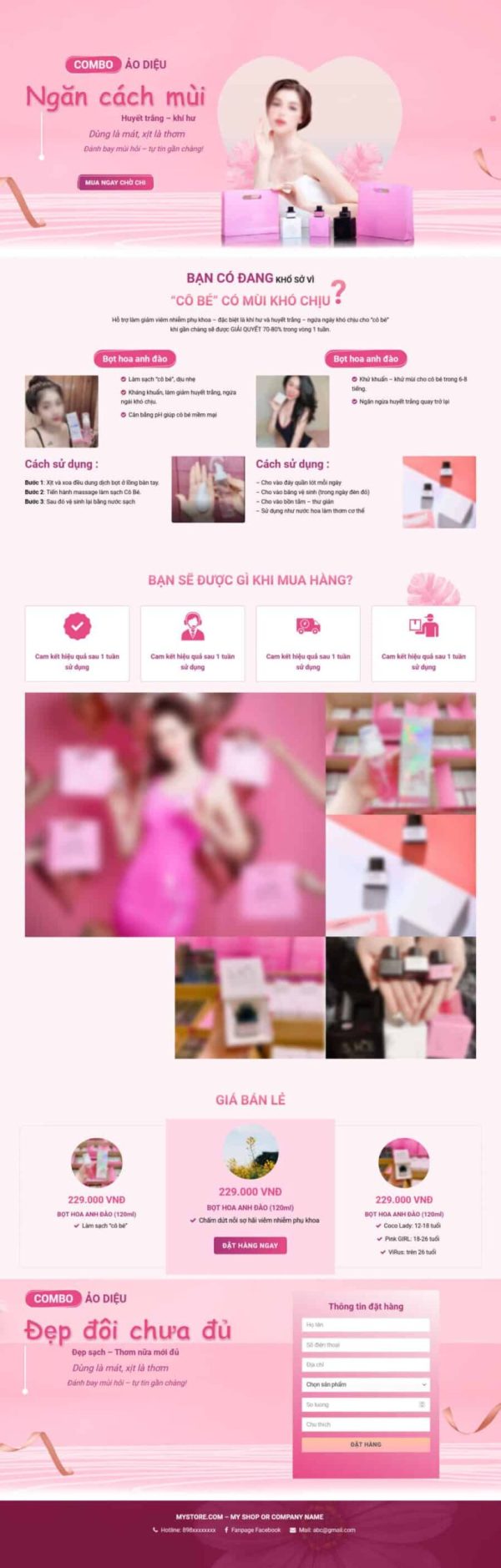 Theme wordpress landing pape mỹ phẩm xịt thơm