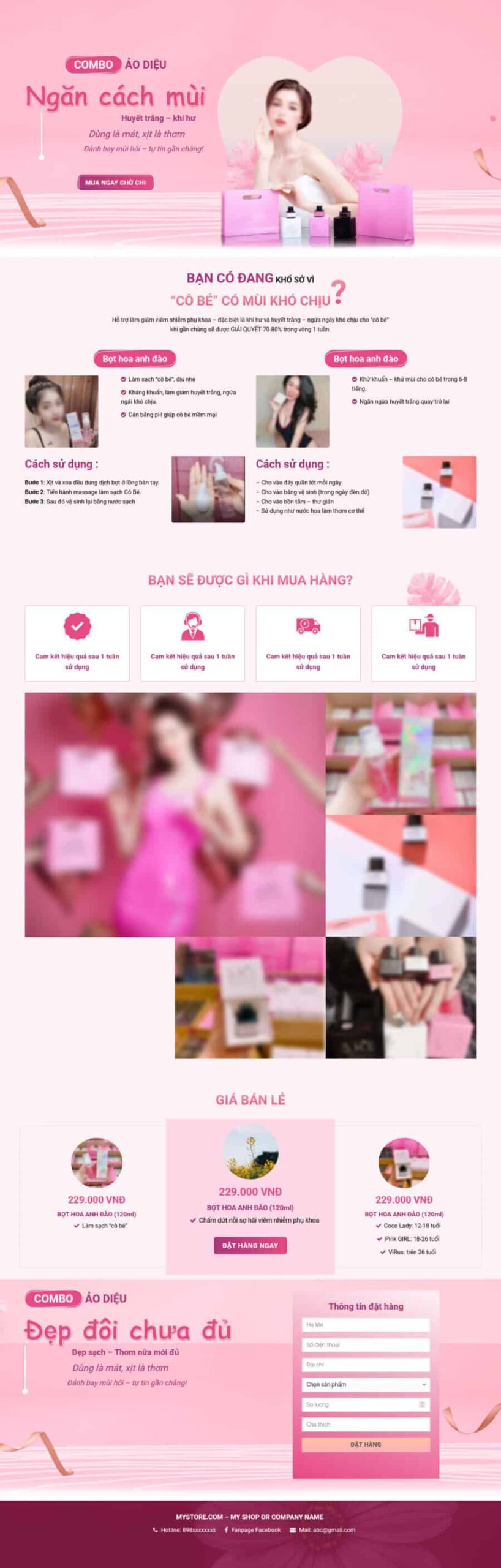 Theme wordpress landing pape mỹ phẩm xịt thơm