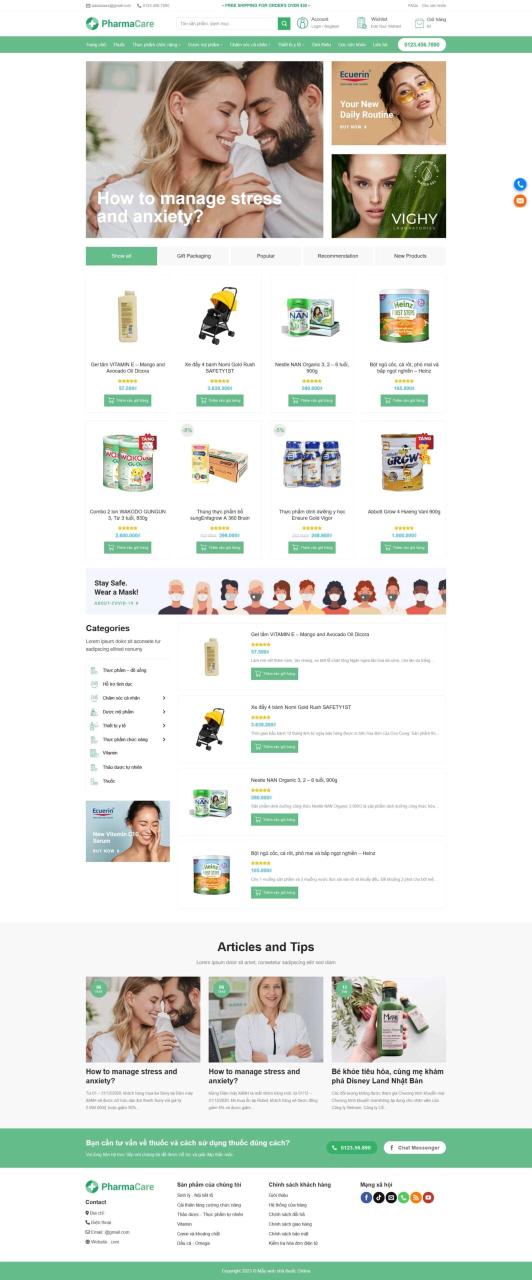 Theme WordPress nhà thuốc giao diện đẹp ,chuẩn seo