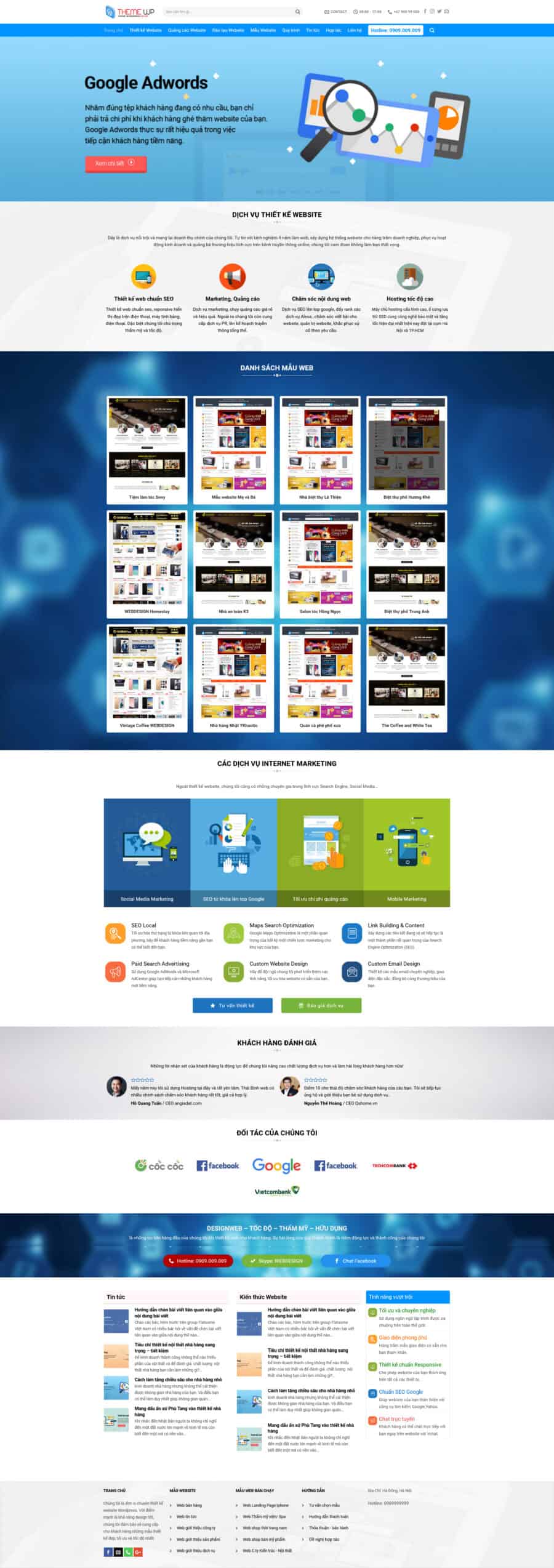 Theme wordpress thiết kế web theo mẫu giá rẻ